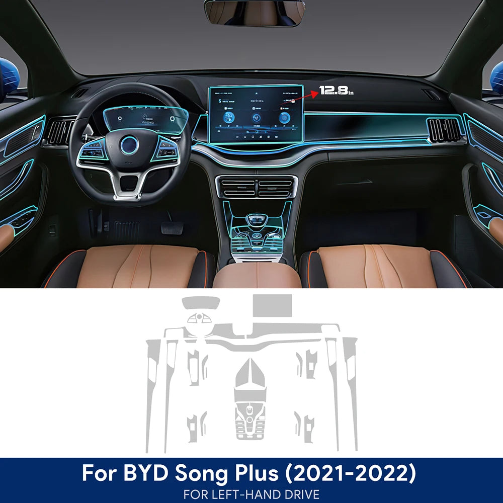 BYD Song Plus DMI EV 2021-2022 Autoinnenraum Mittelkonsole Transparente TPU-Schutzfolie