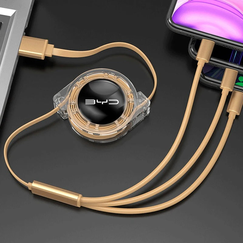 3 In 1 Fast Charger USB Data Cable For BYD