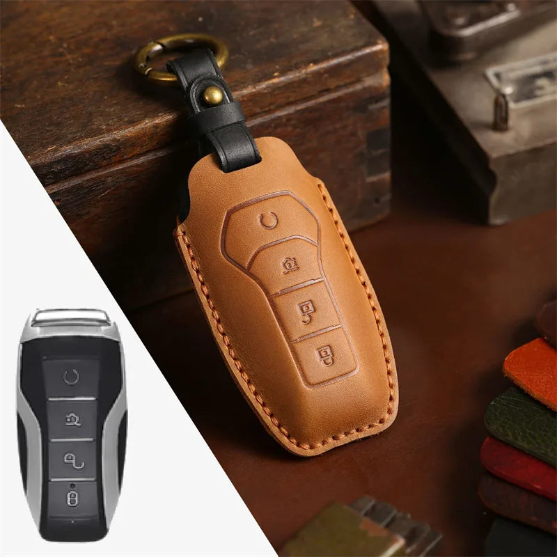 Luxury Leather Car Key Case Key Fob Shell For BYD