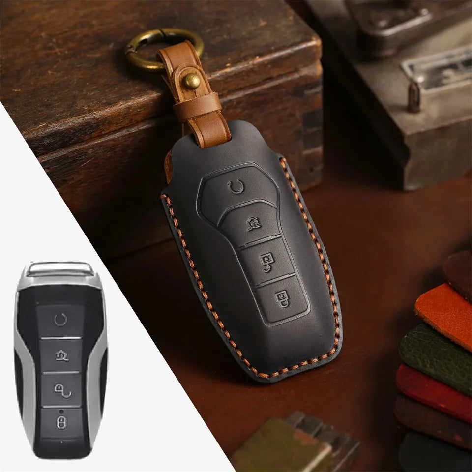 Luxury Leather Car Key Case Key Fob Shell For BYD