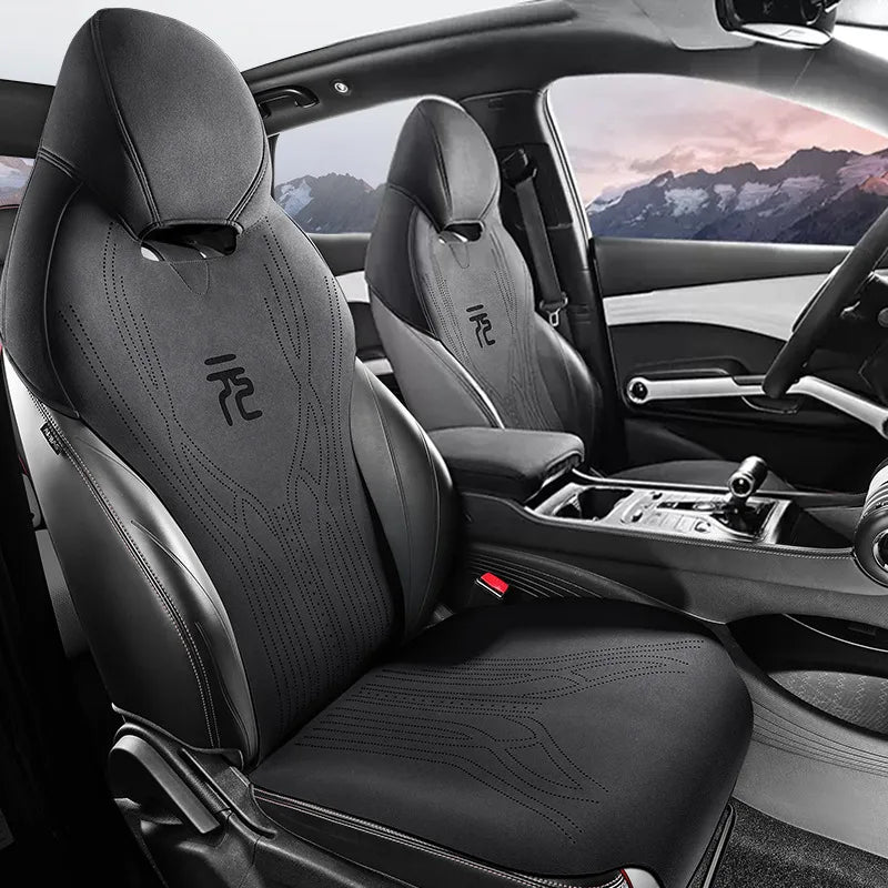 Funda de asiento de coche de gamuza transpirable, juego completo de cojines para BYD Atto3