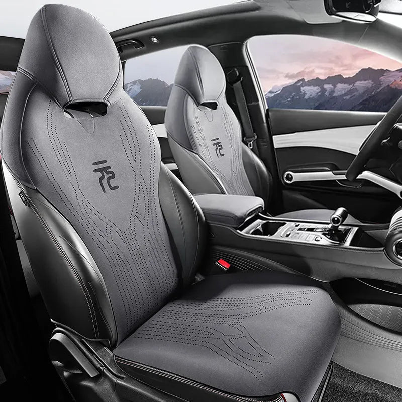Funda de asiento de coche de gamuza transpirable, juego completo de cojines para BYD Atto3