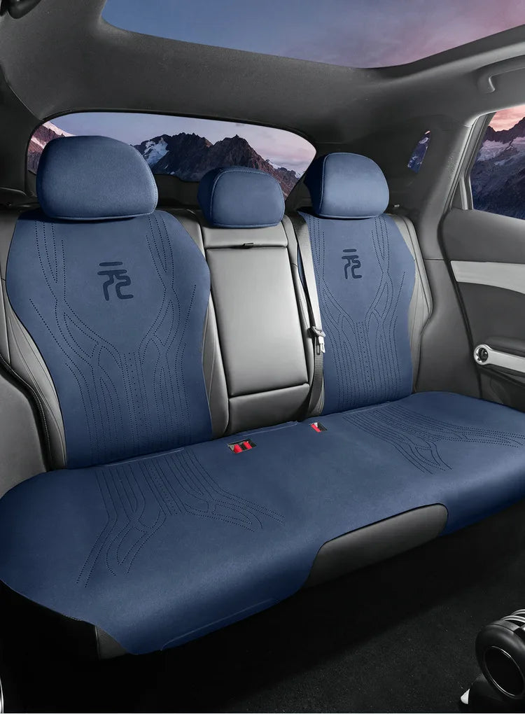 Funda de asiento de coche de gamuza transpirable, juego completo de cojines para BYD Atto3
