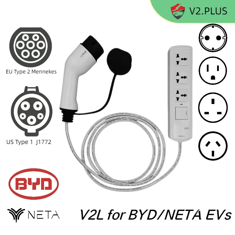 IP54 Waterdicht BOROCO V2L Adapter - Type 2 Naar Schuko, 16A 3,5 KW - Voor MG4, BYD, Kia EV - Laad Apparaten Via Je Elektrische Auto MG4 BYD Kia EV Stekker IP54 Waterdicht BOROCO V2L Adapter - Type 2 Naar Schuko, 16A 3,5 KW - Voor MG4, BYD, Kia EV - Laad Apparaten Via Je Elektrische Auto MG4 BYD Kia EV Stekker