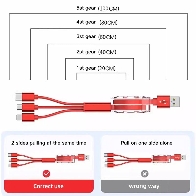 3 In 1 Fast Charger USB Data Cable For BYD
