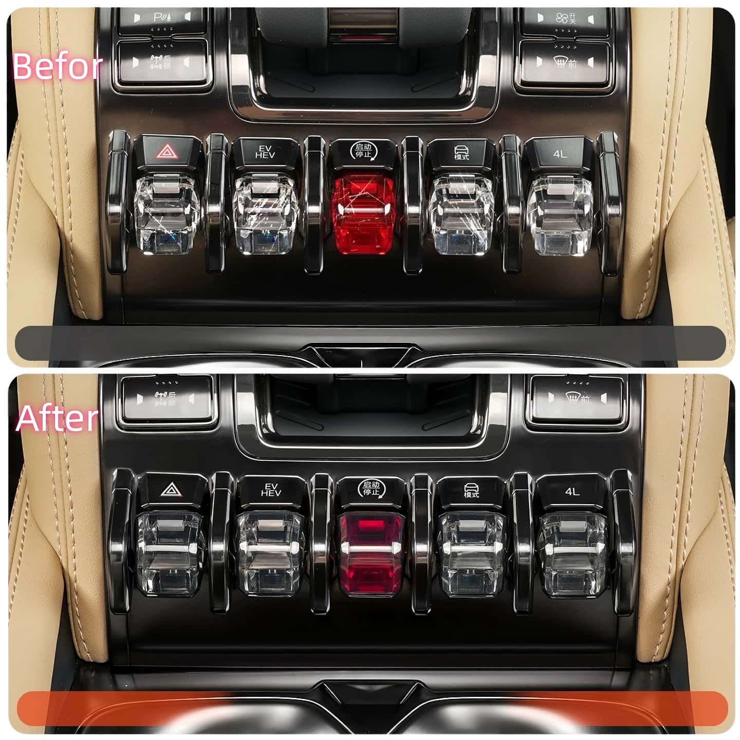 TPU Center Console Button Covers for Fangchengbao Bao 5 Bao 8 and Tai 3 Set of 5