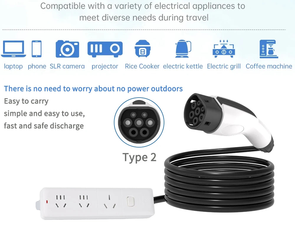 Adaptador V2L para vehículo a conector de carga, compatible con BYD EV 