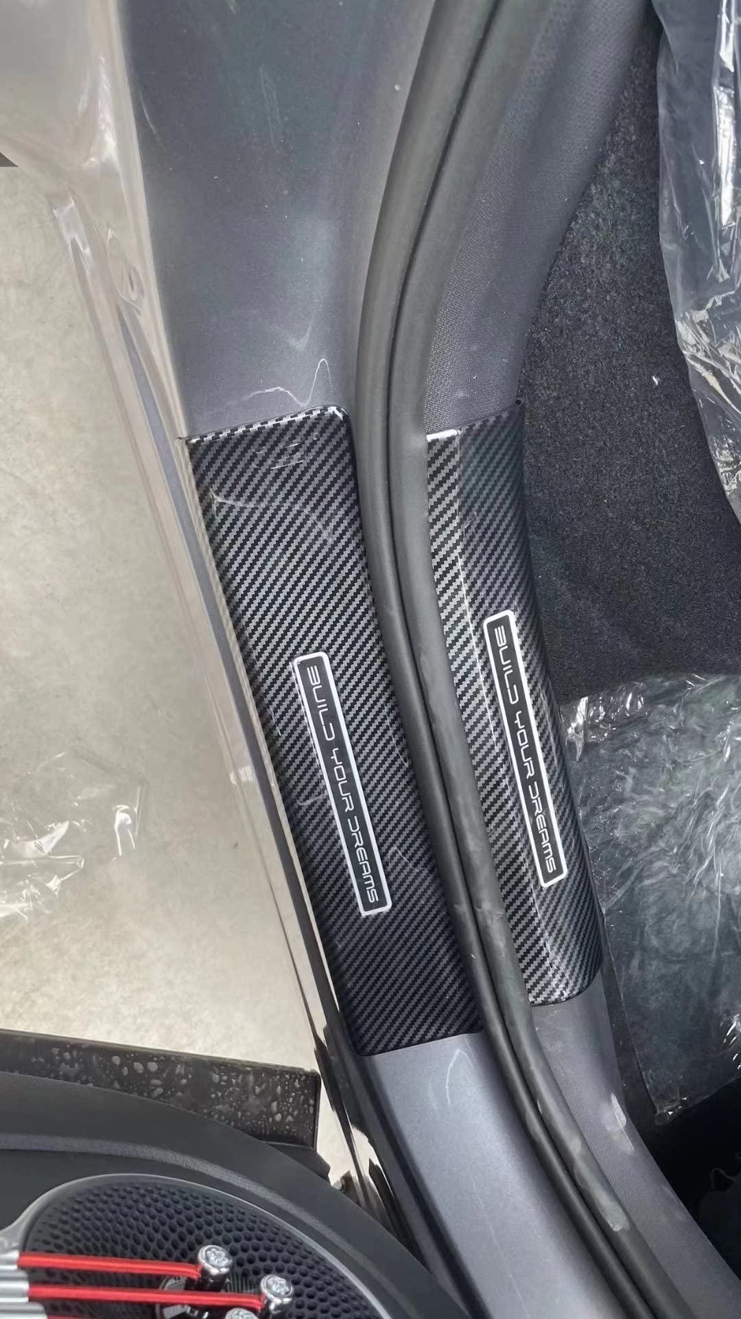 4 protectores de umbral de puerta de coche para BYD ATTO, 3 protectores de borde de puerta de coche con cinta de cuero de fibra. 