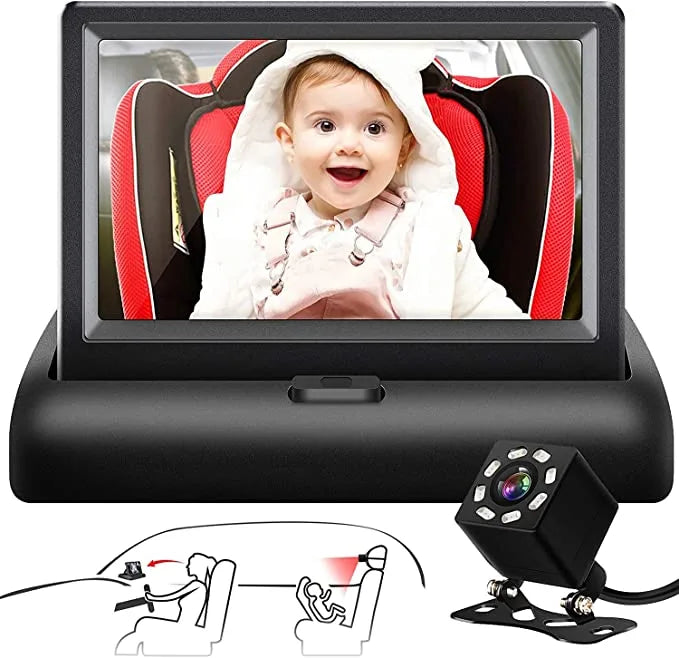Baby Car Mirror, 4.3'' HD Night Vision Function Car Mirror Display