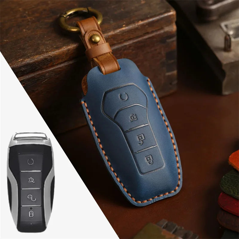 Luxury Leather Car Key Case Key Fob Shell For BYD