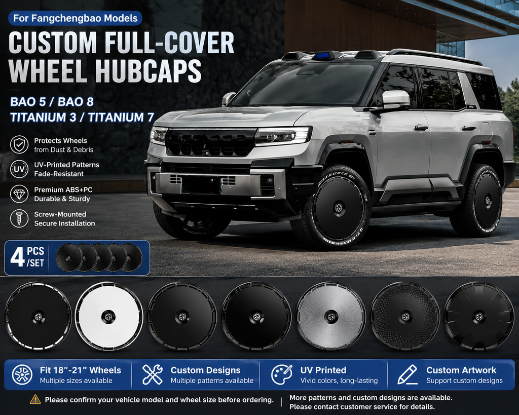 Custom Full Cover Wheel Hubcaps for Fangchengbao Bao 5 Bao 8 Titanium 3 and Titanium 7 Set of 4