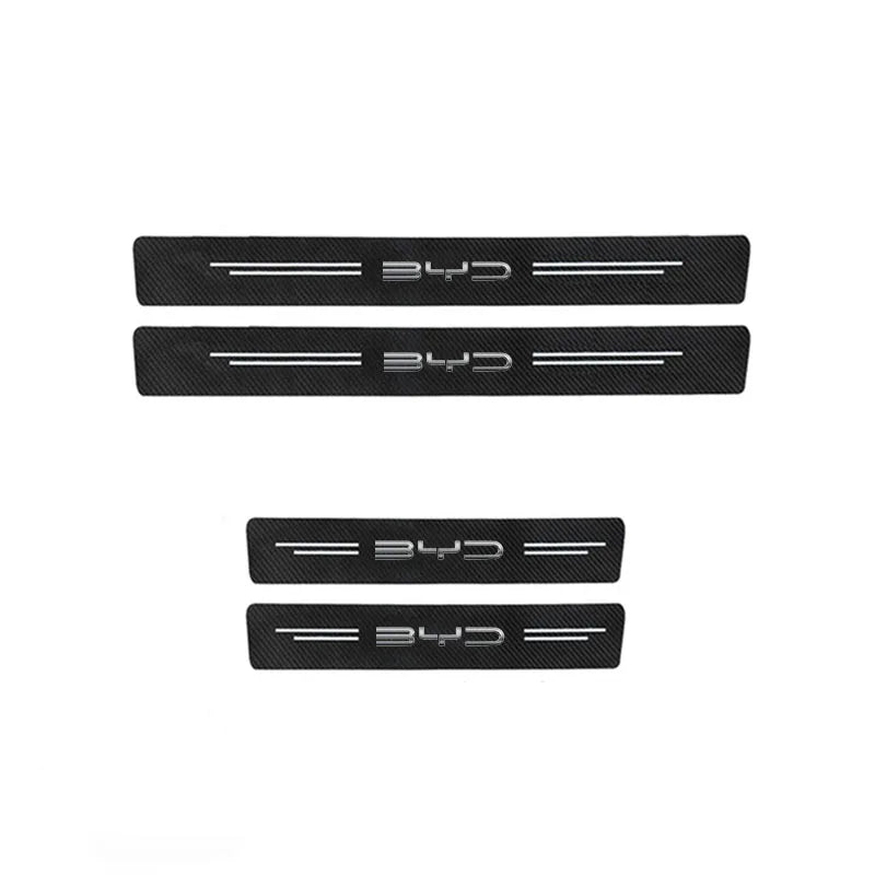 4 Pcs Carbon Fiber Car Door Sill Protectors Strip For BYD Car Universal