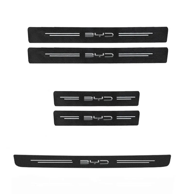 4 Pcs Carbon Fiber Car Door Sill Protectors Strip For BYD Car Universal