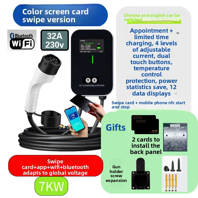 Bluetooth WiFi + APP charging pile 7KW11KW22KW AC gun EV electric car