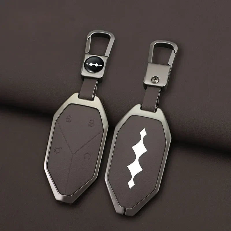 Zinc Alloy Leather Car Key Case Cover Shell Fob For BYD Formula Leopard