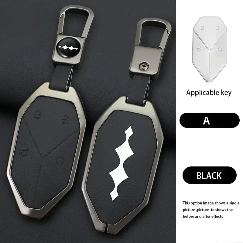 Zinc Alloy Leather Car Key Case Cover Shell Fob For BYD Formula Leopar ...
