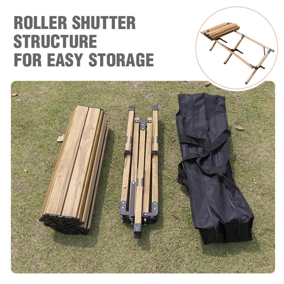 Folding Camping Table Aluminum Alloy Outdoor Roll-Up Table with Storage Bag