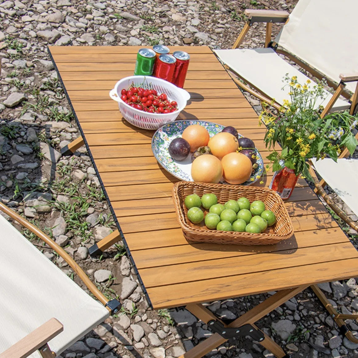 Folding Camping Table Aluminum Alloy Outdoor Roll-Up Table with Storage Bag