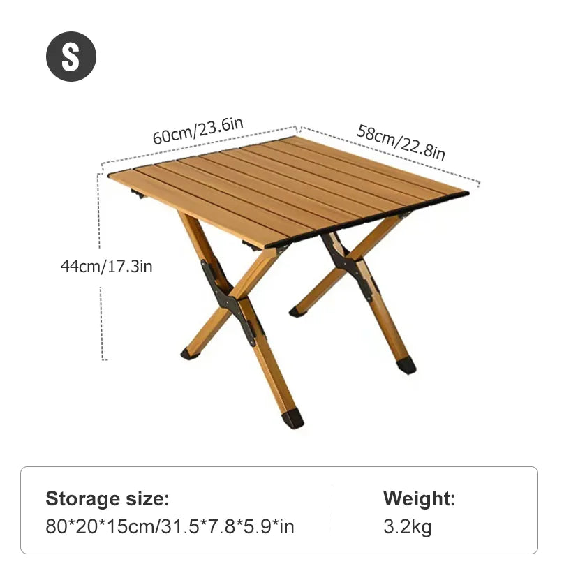Folding Camping Table Aluminum Alloy Outdoor Roll-Up Table with Storage Bag