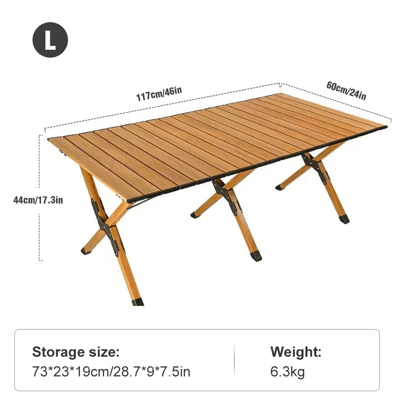 Folding Camping Table Aluminum Alloy Outdoor Roll-Up Table with Storage Bag