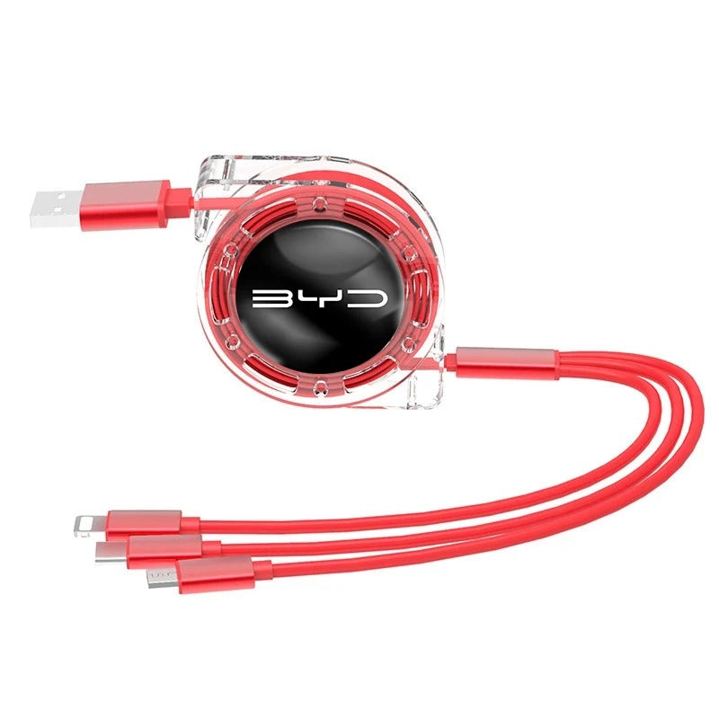 3 In 1 Fast Charger USB Data Cable For BYD