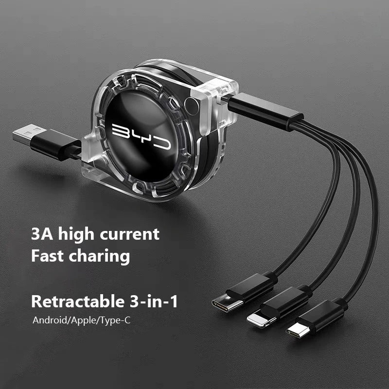3 In 1 Fast Charger USB Data Cable For BYD