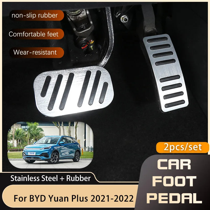 Juego de cubiertas para pedal de freno de gas, acelerador, freno, pedales y almohadillas compatibles con BYD Atto 3 