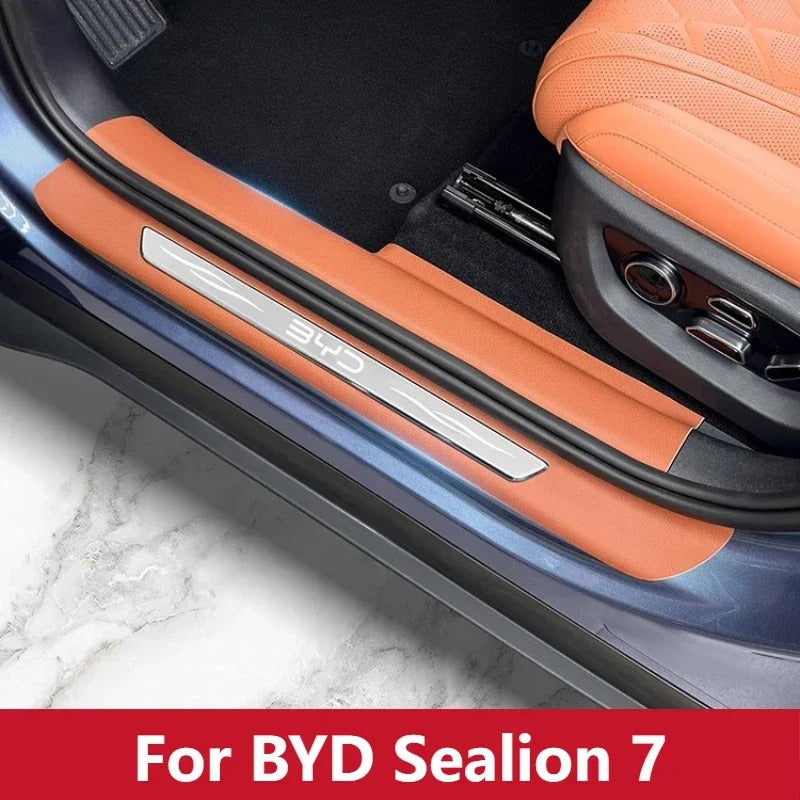 For BYD Sealion 7 Threshold Strip Leather Threshold Kick Pad