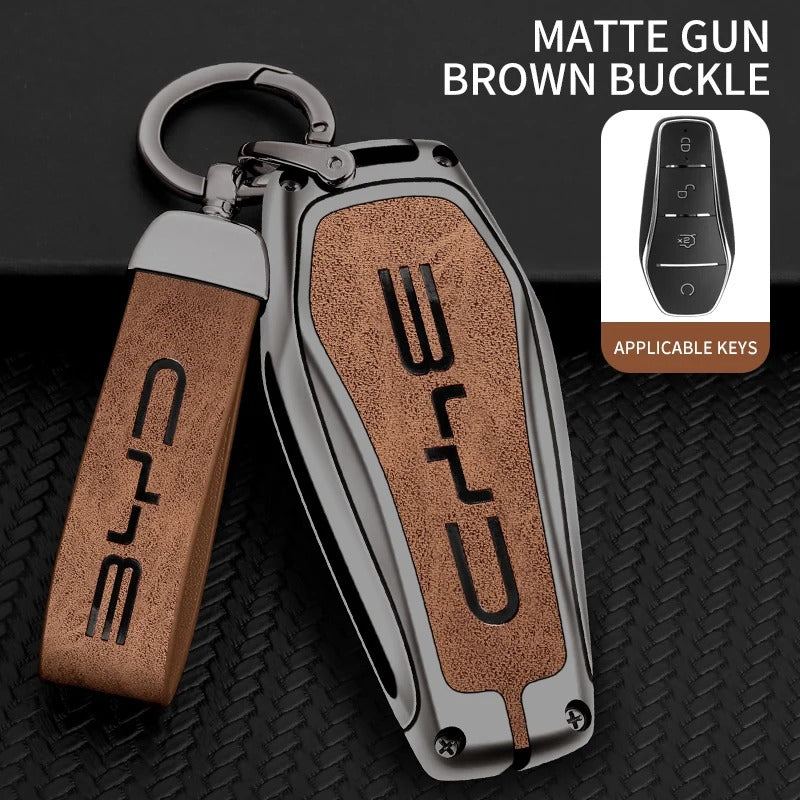 Universal Zinc Alloy Leather Car Key Case Key Fob  for BYD Car