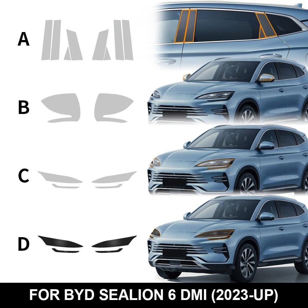 BYD SONG PLUS /SEALION 6 DM-i TPU Headlight Rearview Film B C Pillars Pre-cut Anti-scratch Protection Film