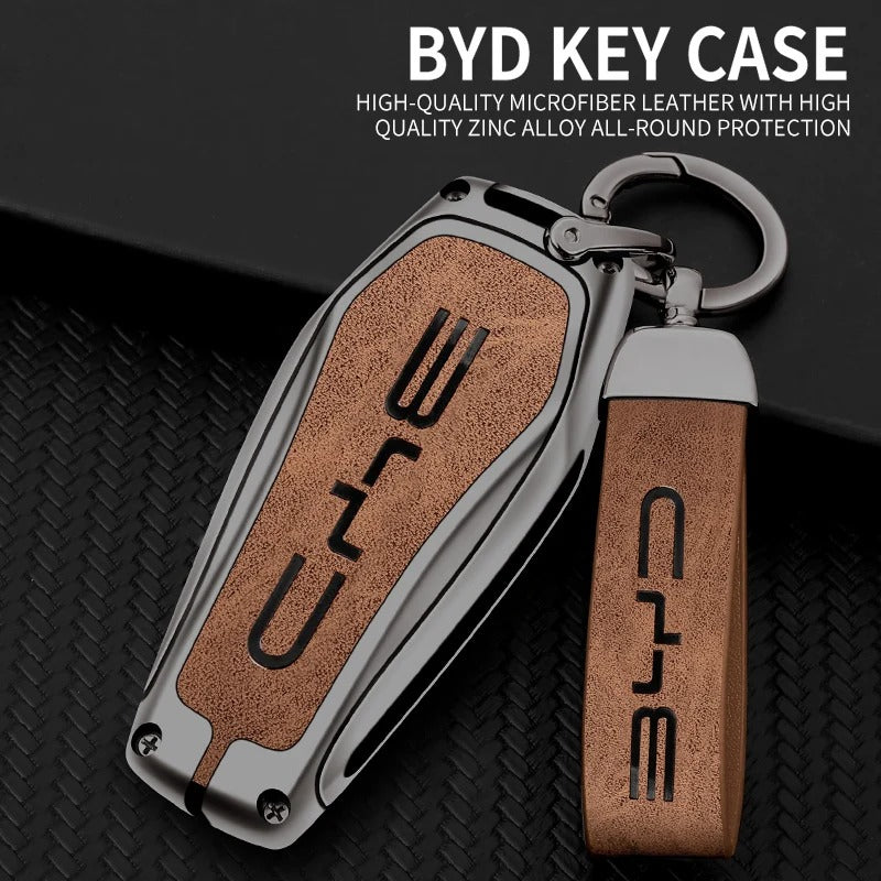 Universal Zinc Alloy Leather Car Key Case Key Fob  for BYD Car