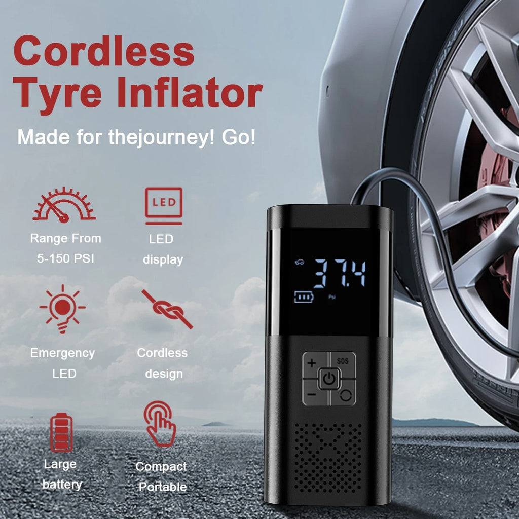 Car Air Pump Cordless Portable Tire Inflator Mini Tyre Inflator 12V