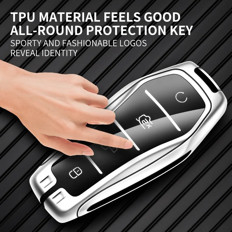Zinc Alloy Leather Car Key Case Key Fob for BYD Car