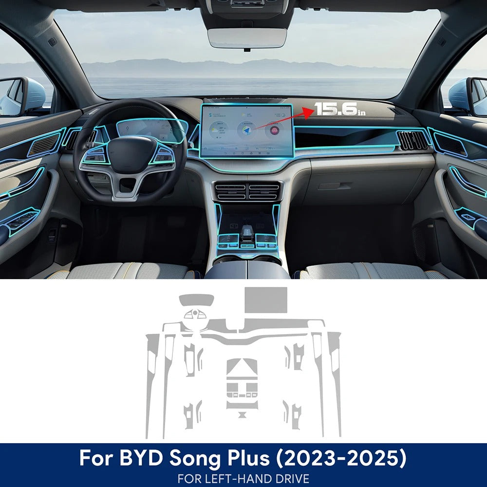 BYD Seal U Sealion 6 Song Plus DMI EV 2021-2024 Consola central de coche Pantalla de navegación Instrumento Película protectora de TPU Interior