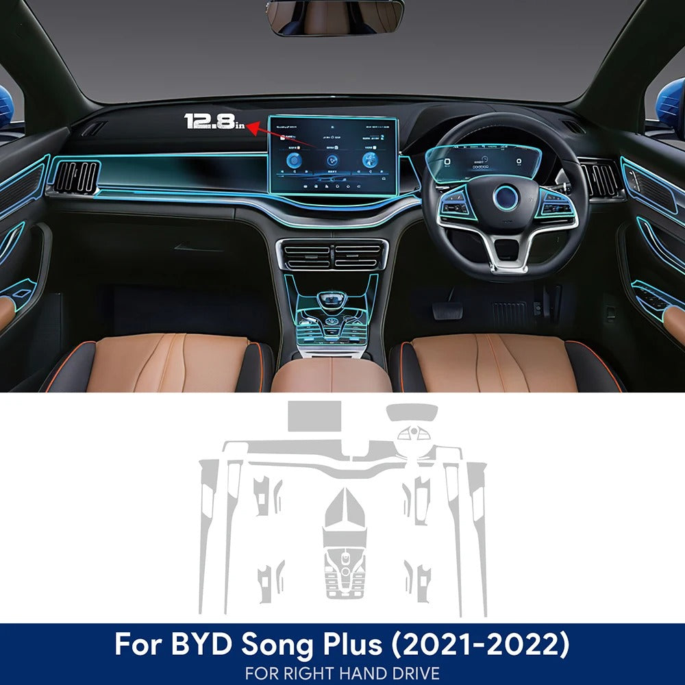 BYD Seal U Sealion 6 Song Plus DMI EV 2021-2024 Consola central de coche Pantalla de navegación Instrumento Película protectora de TPU Interior
