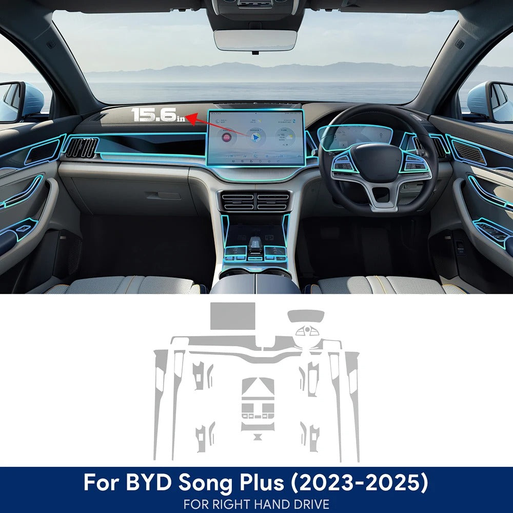 BYD Seal U Sealion 6 Song Plus DMI EV 2021-2024 Consola central de coche Pantalla de navegación Instrumento Película protectora de TPU Interior