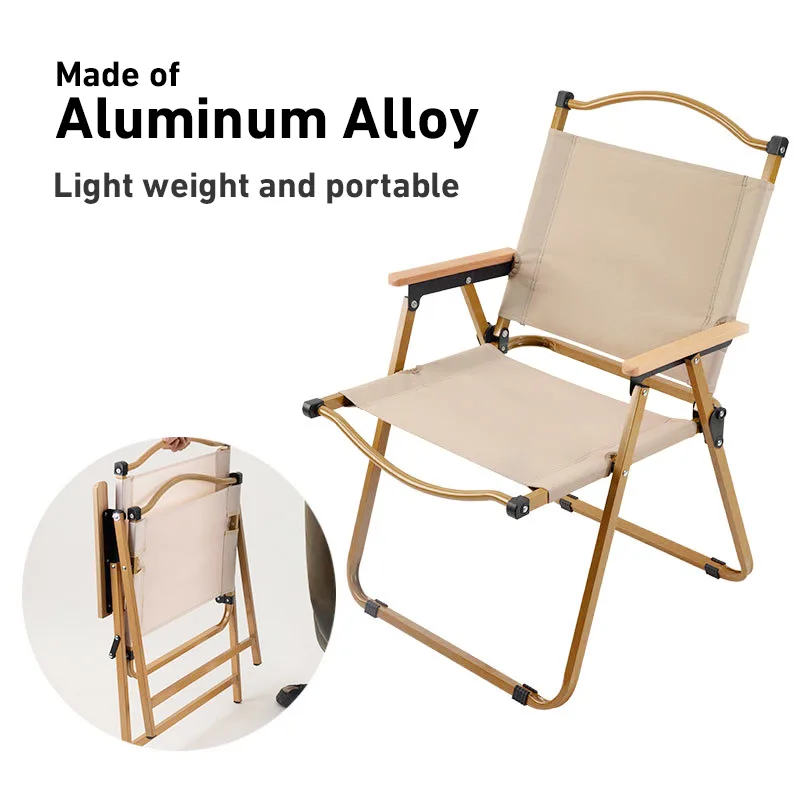 Outdoor Camping Chair Golden Aluminum Alloy Folding Chair With Bag