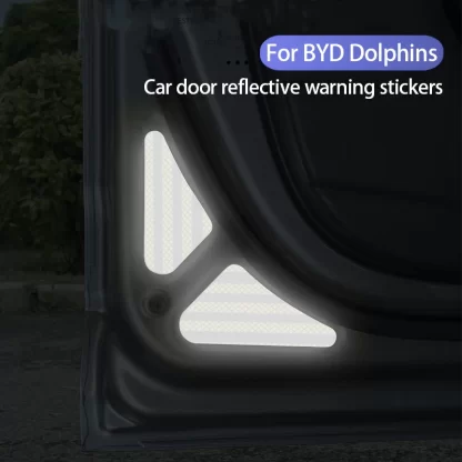 10pcs Car Door Reflective Warning Stickers For BYD Dolphins 2024 2023 2022